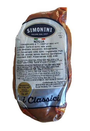 [simsal022125] Simonini Nduja Piccante 400g UV