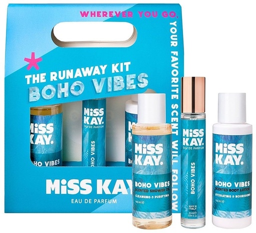 [miss40144] Miss Kay. The Runaway Set - Boho Vibes (Body Care kit) 1 x 25ml
2 x 100ml
